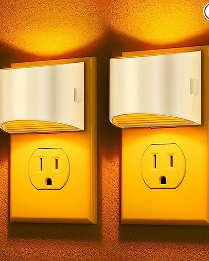 DORESshop LED Night Light[2 Pack], Night Lights Plug into Wall, 3 Level Brightness Adjustable Plug in Night Light, Dusk to Dawn Sensor Nightlights for Adults,Bedroom,Bathroom,Hallway,Amber White Cover