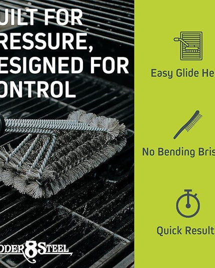 Jolly Green Products Heavy Duty Grill Brush for Outdoor Grill – Safe Grill Brush Designed by Firefighter | Barbecue Grill Brush & BBQ Brushes for Grill Cleaner | Durable & Safe for All Grates