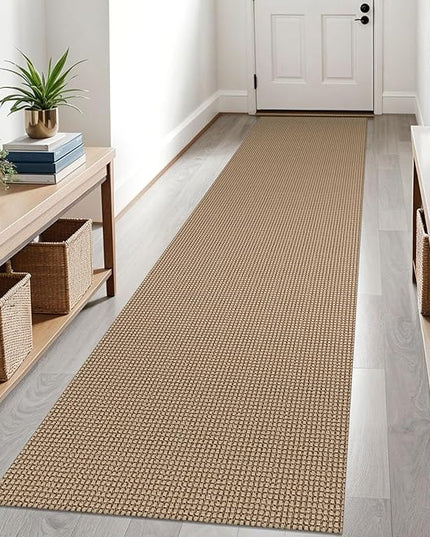 KOZYFLY Boho Runners for Hallways 2.6x10 ft Washable Kitchen Runner Non Slip Rubber Backed Hallway Rugs Cotton Entryway Runner Rug Floor Carpet for Indoor Hall, Backdoor, Kitchen, Tan/Orange/Brown