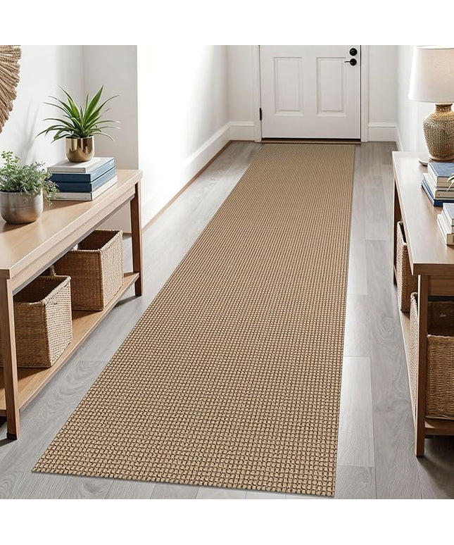 KOZYFLY Boho Runners for Hallways 2.6x10 ft Washable Kitchen Runner Non Slip Rubber Backed Hallway Rugs Cotton Entryway Runner Rug Floor Carpet for Indoor Hall, Backdoor, Kitchen, Tan/Orange/Brown