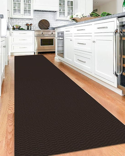 KOZYFLY Washable Runner Rug 3x12 ft Hallway Kitchen Runner Rugs with Rubber Backing Bobo Non Slip Entryway Runner Indoor, Long Carpet Runners for Hall Kitchen Entryway, Dark Coffee/Brown