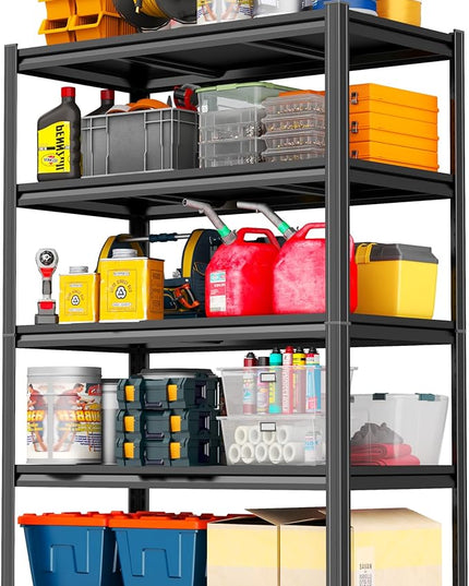 78" H Garage Shelving 5 Tier Storage Shelves Adjustable Metal Shelving Unit 3500 LBS Heavy Duty Steel Shelf for Kitchen Warehouse Pantry Basement, 78" H x 40" W x 18" D, Black