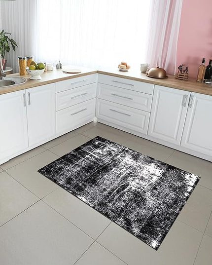 Keen Home Design Area Rugs - 3x5 Non-Shedding, Abstract Rugs for Kitchen, Living Room, Bedroom, Dining Room, Entryway - Size: 3' x 5', Abstract Black