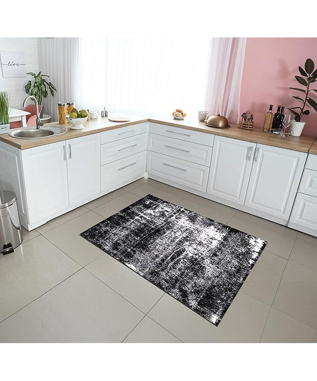 Keen Home Design Area Rugs - 3x5 Non-Shedding, Abstract Rugs for Kitchen, Living Room, Bedroom, Dining Room, Entryway - Size: 3' x 5', Abstract Black