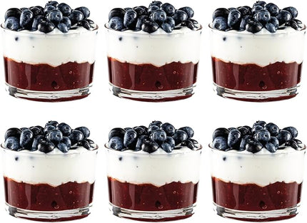 Vikko Stackable Bodega Glasses, 7 Oz Tasting Glasses, Small Glass Bowls, Glass Dessert Cups, Custard Cups, Glass Prep Bowls, Parfait Glasses, Set of 6 Short Glasses - 3.2" x 2.2”
