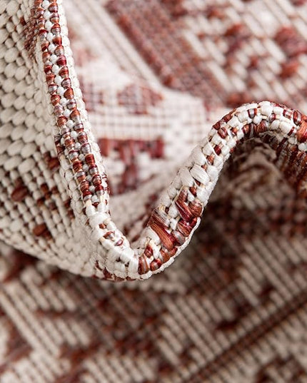 Rugs.com Outdoor Aztec Collection Rug – 8x10 Rust Red Flatweave-Pile Rug Perfect for Living Rooms, Large Dining Rooms, Open Floorplans