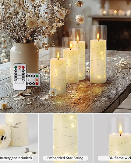 24 Pack Christmas Decoration Flickering Flameless Candles,Battery Operated Candles,LED String Lights LED Candles for New Year, Home Decor, Parties,Wedding(D2.2 xH 5" 6" 7") (Ivory)