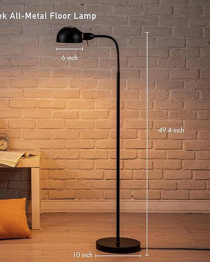 O'Bright Nova - Adjustable Floor Lamp with Flexible Gooseneck and Rotatable Shade, E26 Socket, 10-Inch Base - Ideal for Reading, Bedside, Living Room, Black