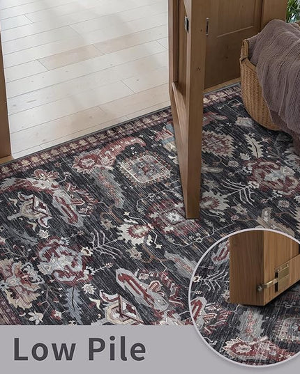 Ciicool Area Rug 5x7ft Washable Rugs for Living Room Non-Slip Indoor Rugs Large Low-Pile Mat Floor Carpet Vintage Rug for Bedroom Dinning Foyer Decor