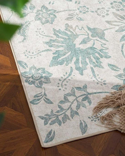 jinchan Torino 2x3 Washable Rugs for Entryway Vintage-Inspired Floral Design Non-Slip Low-Pile Doormat Ultra-Thin Indoor Traditional Accent Carpet for Entrance Kitchen Bathroom Bedroom