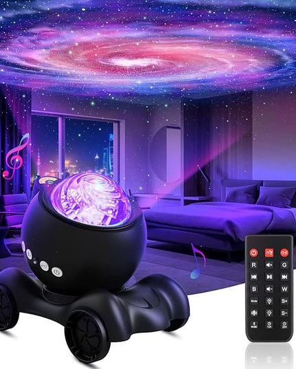 ENOKIK Galaxy Projector, Star Aurora Projector Built-in Bluetooth Speaker, Night Light for Kids Adults, White Noise Light for Home Decor/Relaxation/Party/Music/Gift (Black)