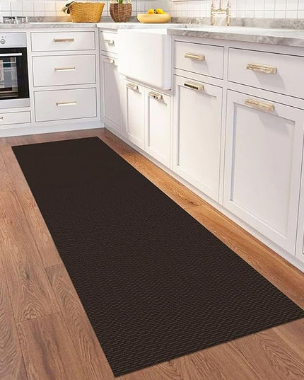 KOZYFLY Washable Runner Rug 2x6 Ft Runners for Hallways Non Slip Kitchen Runners Braided Cotton Entryway Runner Indoor, Carpet for Hallway Kitchen Entryway Bedroom, Dark Coffee/Brown