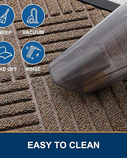 Smiry Front Door Mat Outside Entrance, Heavy Duty Outdoor Indoor Mat, Natural Rubber Doormat, Non Slip, Trap Dirt and Moisture, Easy Clean, Low Profile Patio Porch Entryway Mat, 29.5x17, Mix Brown