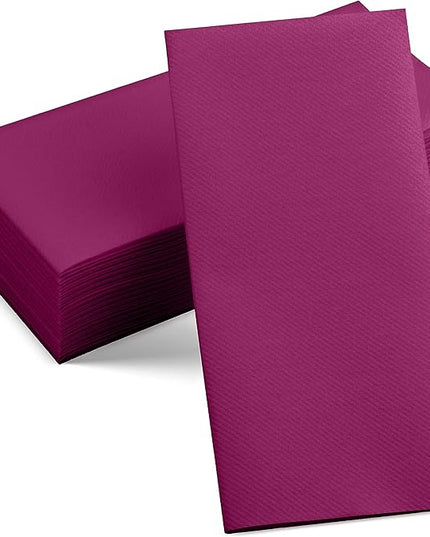 Linen-Feel Purple Paper Napkins - Decorative Cloth-Like Disposable Dinner Napkins - Soft And Absorbent. For Kitchen, Party, Wedding, Bathroom Or Any Occasion. (Pack of 100)
