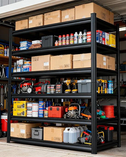 6-Tier Garage Shelves, Metal Shelving Unit, Adjustable Storage Shelves Heavy Duty 36''W*16''D*82''H，Double-Layer Column with Reinforced Ribs Capable of Bearing 3624 Lbs for Garage, Basement, Warehouse
