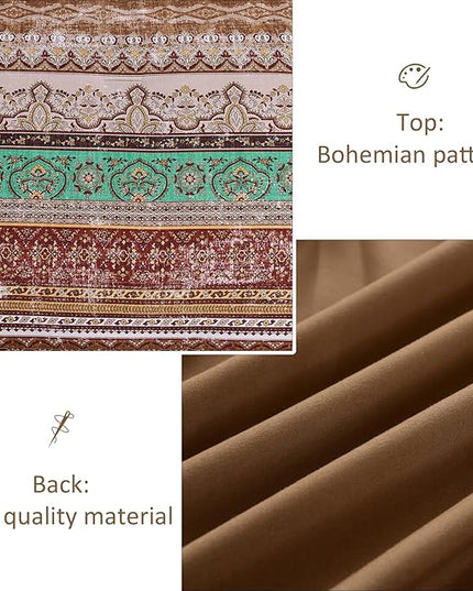 Cottolester Boho Queen Comforter Set 8 Pieces, Brown Bohemian Striped Bed in a Bag, Paisley Soft Microfiber Bedding Comforter Set