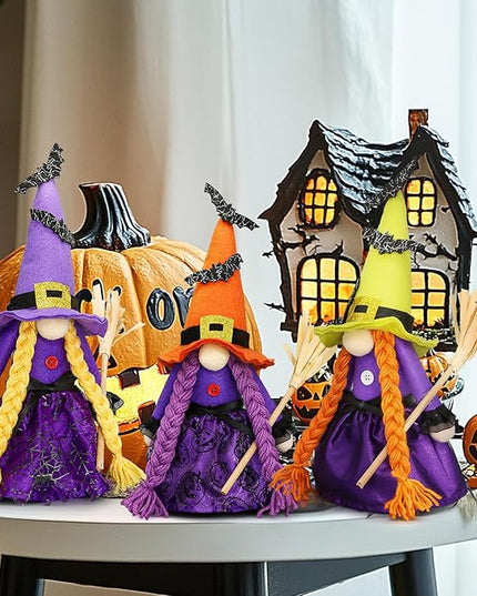 Lovinland Halloween Decorations - Halloween Decor - 3PCS Witch Plush Gnomes - Cute Hocus Pocus Decorations for Home, Indoor, Office, Table, Party Clearance