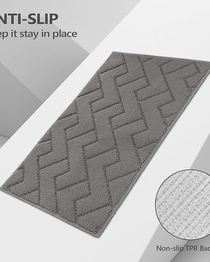 hicorfe Indoor Doormat,Front Back Door Mat Rubber Backing Non Slip Door Mats 20"x59" Absorbent Resist Dirt Entrance Doormat Inside Floor Mats Entryway Washable Low-Profile for Patio,Garden（Grey）