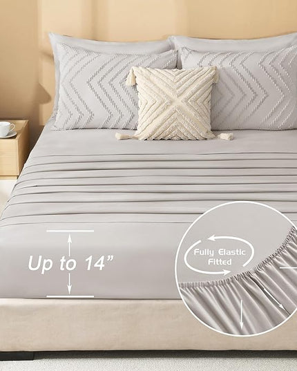 Litanika Linen Full Size Comforter Set with Sheets - 7 Pieces Bed in a Bag Full Boho Tufted Complete Bedding Sets with Comforter, Sheets, Pillowcases & Shams