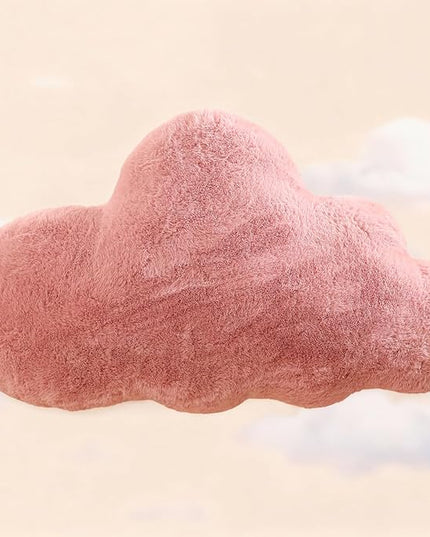 YRXRUS Cloud Pillows, Bean Paste Red Cloud Shaped Pillow, Decorative Throw Pillow Gifts, Cute Plush Room Decor, Fluffy Faux Rabbit Fur 13"x21" Pillows for Living Bedroom Kids Room