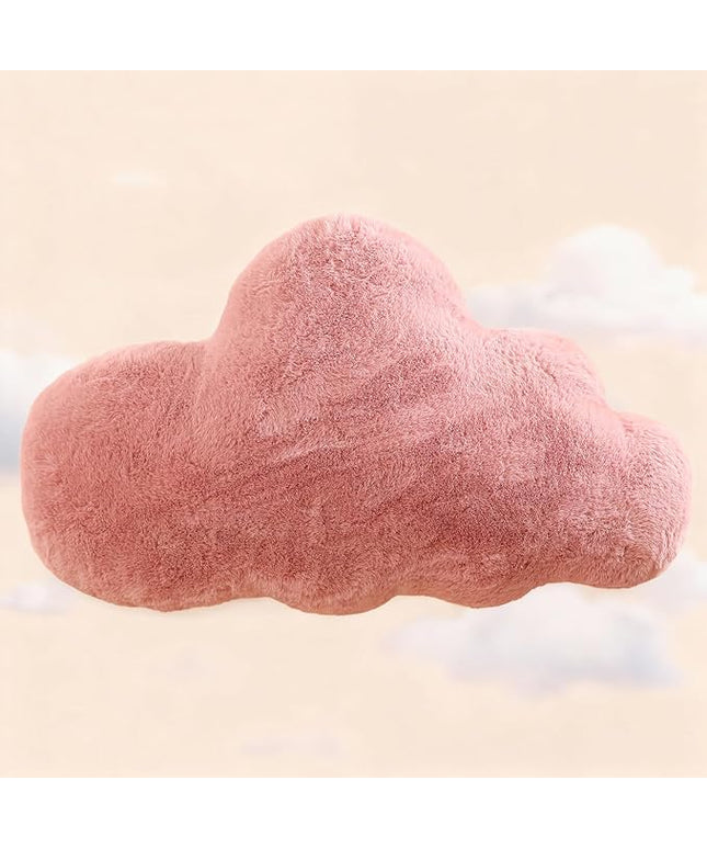 YRXRUS Cloud Pillows, Bean Paste Red Cloud Shaped Pillow, Decorative Throw Pillow Gifts, Cute Plush Room Decor, Fluffy Faux Rabbit Fur 13"x21" Pillows for Living Bedroom Kids Room