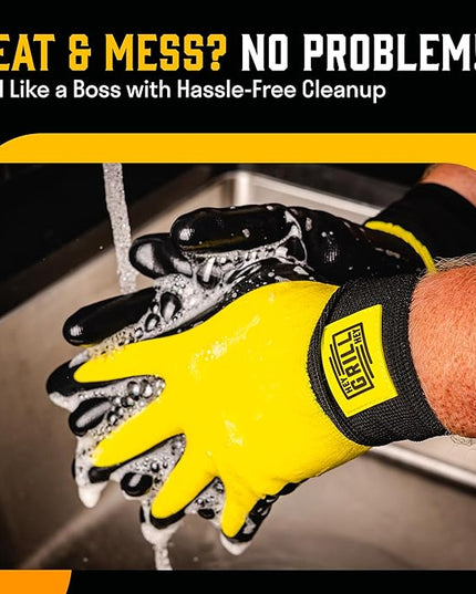 Hey Grill Hey Pitmaster Gloves | BBQ Gloves | Heat Protection up to 500°F or 260°C | High Temp Resistance | Fireproof Glove for Grilling Smoking Barbecue | Washable Mitts | Waterproof | Size - Large