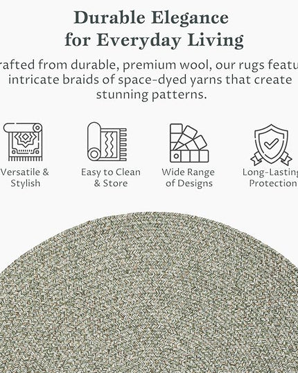 Seasons SE65 Spring Green 8' x 8' Round - Braided Area Rug, Home Decor, Floor Mat or Bedroom Rug - Easy Care, Ideal for High Traffic Areas in Hallway and Living Room - Made in USA