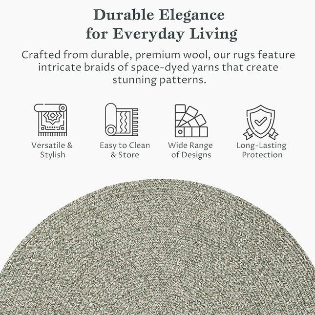 Seasons SE65 Spring Green 8' x 8' Round - Braided Area Rug, Home Decor, Floor Mat or Bedroom Rug - Easy Care, Ideal for High Traffic Areas in Hallway and Living Room - Made in USA