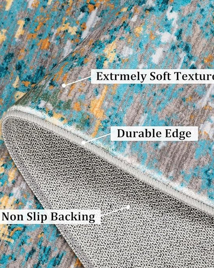 Modern Abstract 2x10 Rug Washable Rug Non Slip Stain Resistant for Bedroom Living Room Non Shedding Low Pile Indoor Floor Cover,Multi Color