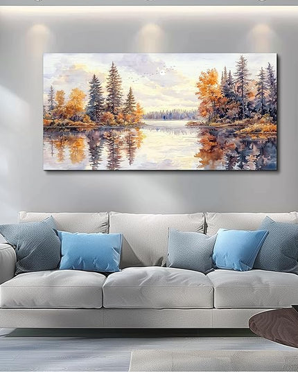 PHAOHUAXM Abstract Ink Landscape Painting Wall Art Painting Modern Canvas Print Natural Landscape Art Pictures Living Room Dining Room Wall Decor Bedroom Office Home Decoration Aesthetics 20x40 In