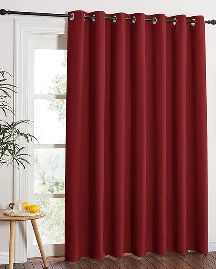 NICETOWN Blackout Blinds for Sliding Door - Indoor Slider Curtains for Patio, Wide Width Drapes for Living Room (Burgundy Red, 100 inches Wide x84 Long)