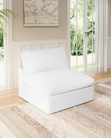 Modular Sectional Sofa Cloud Couch,Down Filled Comfy Cloud Modern Sofa,White Linen Oversized Couch Cushion Covers Removable for Living Room