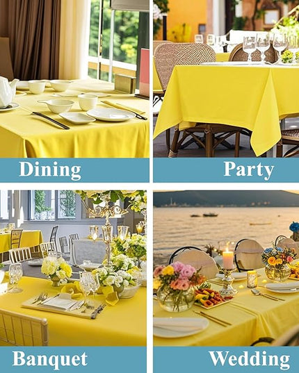 VidaFete Tablecloth 6 Pack 90 * 156inch Rectangle Table Cloth Polyester, Stain Wrinkle Resistant Polyester Dining Table Cover for Kitchen Dinning Party Wedding Rectangular Buffet Decoration(Yellow)