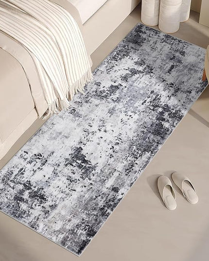 Modern Abstract Runner Rug 2x5 Washable Non Slip Stain Resistant Rug for Bedroom Living Room Non Shedding Low Pile Indoor Floor Cover,Grey