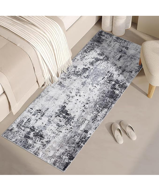 Modern Abstract Runner Rug 2x5 Washable Non Slip Stain Resistant Rug for Bedroom Living Room Non Shedding Low Pile Indoor Floor Cover,Grey