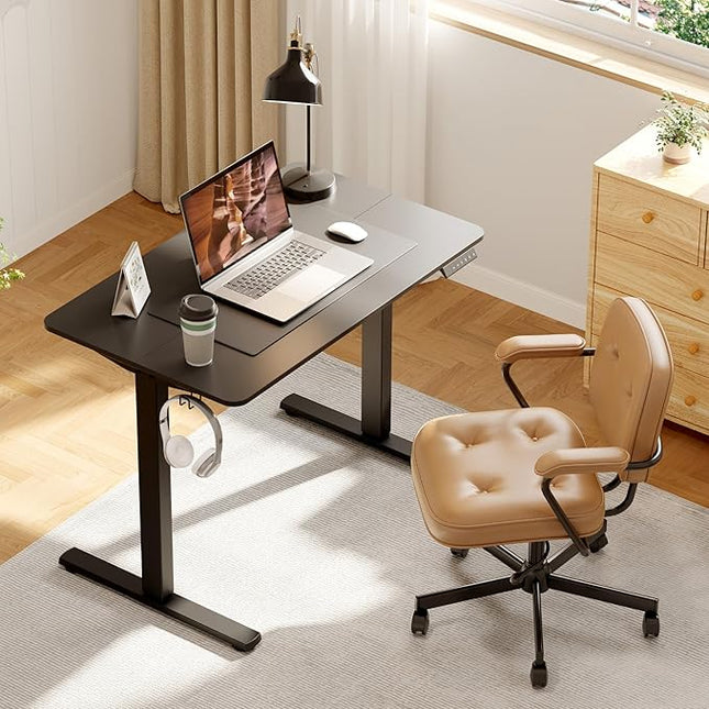 Adjustable Stand Up Desk Standing Desk, 40x24 Inches Home Office Desks with Memory Preset Computer Workstation, Splice Black Top + Black Frame