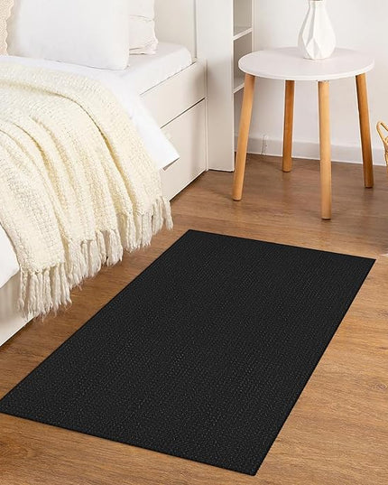 KOZYFLY Indoor Door Mat 2x3 ft Small Area Rugs Washable Front Door Mat Non Slip Rubber Backed Entryway Rug Cotton Entrance Doormat for Front Porch Bathroom Kitchen Bedroom, Black/Dark Grey
