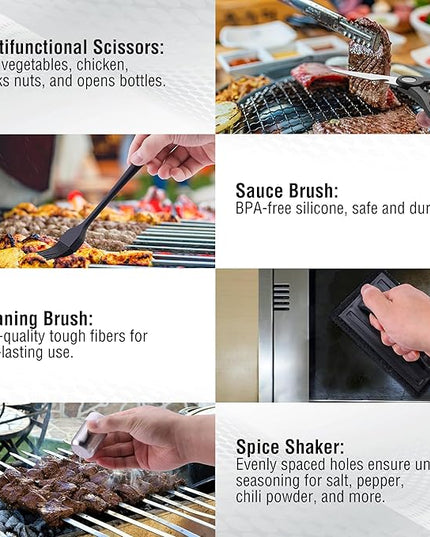 128 PCS Griddle Accessories Kit - Premium Flat Top Grill Accessories Set for Blackstone & Camp Chef, Stainless Steel BBQ Tool Utensils Gift Grilling Set for Lover Outdoor Men Women dad