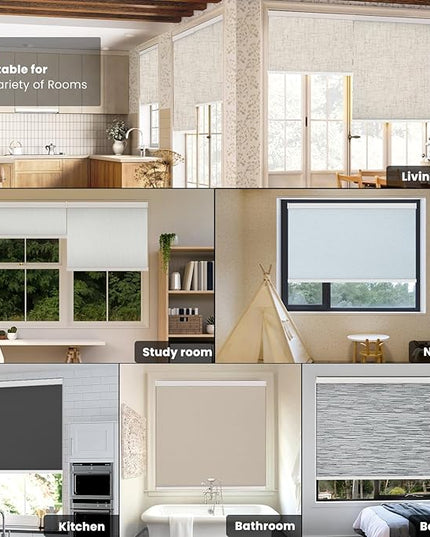 Astomi Motorized Roller Shades for Windows, Blackout Automatic Blinds with Remote, Smart Blinds, Voice Control, Compatible with Alexa, Google, Custom Size, Jacquard Grey