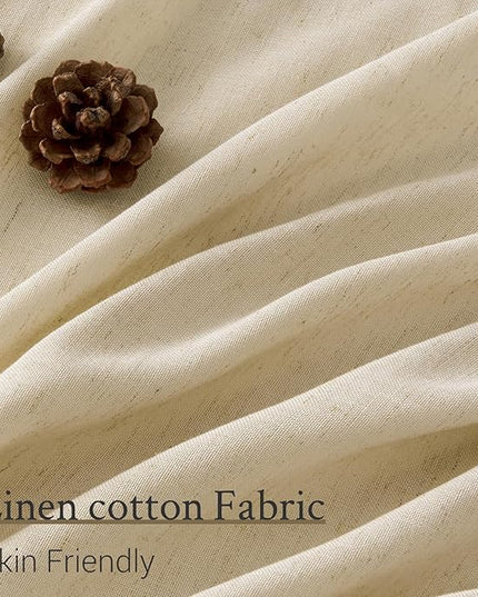 95 Inches Long Pinch Pleated Semi Sheer Curtains,Beige Light Linen Blended Light Filtering Window Curtains 95 Length 2 Panels for Living Room Bedroom Pinch Pleat Drapes with Hooks 2 Panels 40" Wx95 L