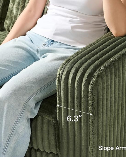Belffin Convertible Sectional Couch with Chaise Corner Sectional Sofa L Shaped Couch Reversible Corner Upholstered Couches for Living Room Corduroy (Green, V Shaped)