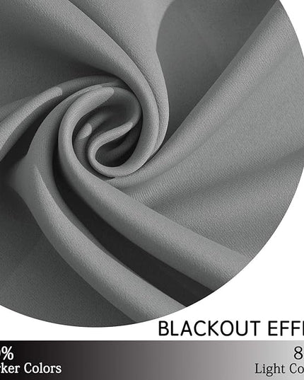 Yakamok Grommet Room Darkening Thermal Insulated Blackout Curtains Window Panels for Bedroom Width 52 Inch by Length 54 Inch Grey Two Curtain Panels