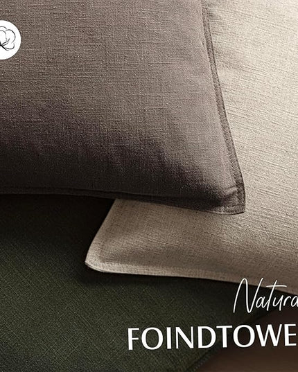 Foindtower Set of 2, Decorative Linen Soild Throw Pillow Covers Soft Accent Euro Cushion Case Farmhouse Neutral Pillowcase for Chair Couch Sofa Bedroom Living Room Home Decor 24 x 24 Inch Light coffee