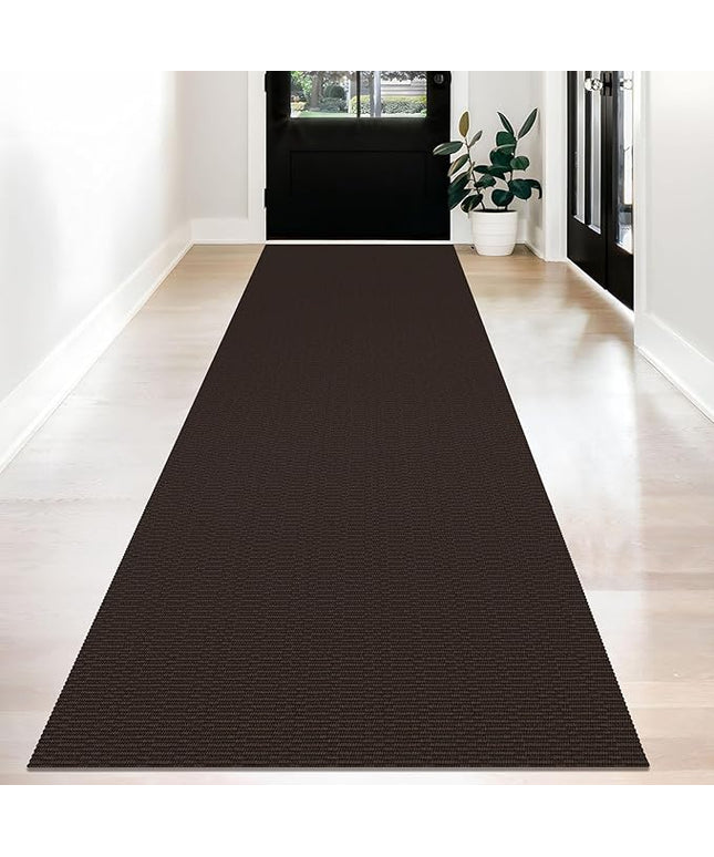 KOZYFLY Washable Runner Rug 3x12 ft Hallway Kitchen Runner Rugs with Rubber Backing Bobo Non Slip Entryway Runner Indoor, Long Carpet Runners for Hall Kitchen Entryway, Dark Coffee/Brown