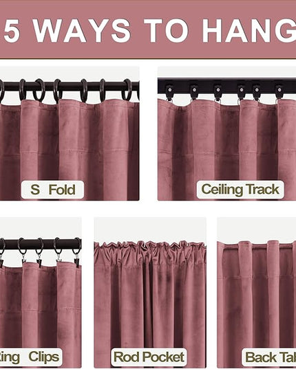 KOUFALL Vintage French Country Curtains for Bedroom Nursery,Pretty Mauve Pink Velvet Blackout Coquette Elegant Curtains for Living Room Feminine Women Girls Room 84 Inches Long 2 Panels Dusty Rose
