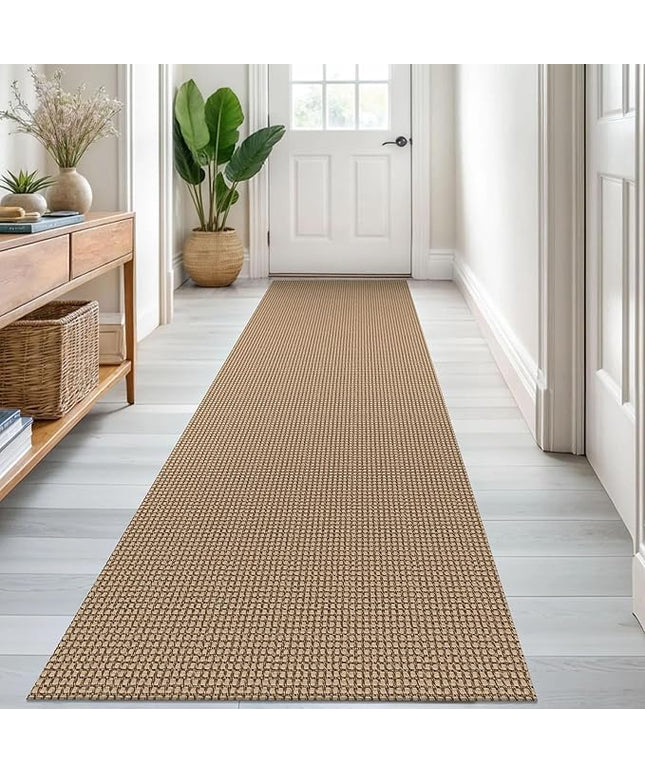 KOZYFLY Runners for Hallways 2.6x8 ft Washable Kitchen Runner Non Slip Rubber Backed Hall Runners Cotton Entryway Runner Rugs Floor Carpet for Indoor Backdoor Bedroom Kitchen, Tan/Orange/Brown