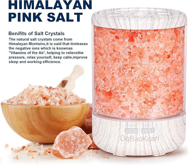 Essential Oil Diffuser, Aromatherapy Diffuser, 100% Natural Himalayan Salt Lamp, Ultrasonic Cool Mist Humidifier 3 in 1 for Small Room Home Office, 7 Colors Changing LED Night Lights,120ml