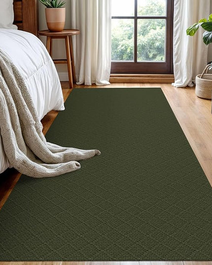 KOZYFLY Runner Rug 3x8 Ft Washable Runners for Hallways Non Slip Rubber Backed Kitchen Runners, Braided Cotton Entryway Runner Indoor, Floor Carpet for Hallway Kitchen Entryway, Dark Green