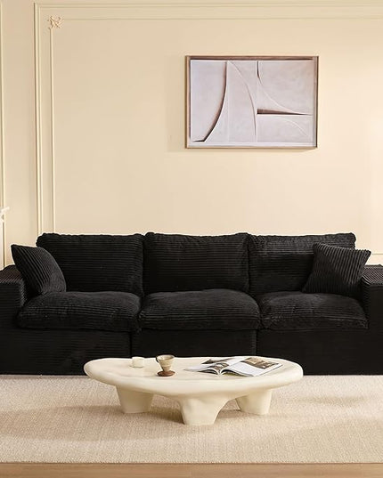 106.3” Sectional Couches for Living Room, Cloud Couch, Modular Sectional Sofa, Convertible Sofas Bed, Deep Seat Sofa, Corduroy, Black