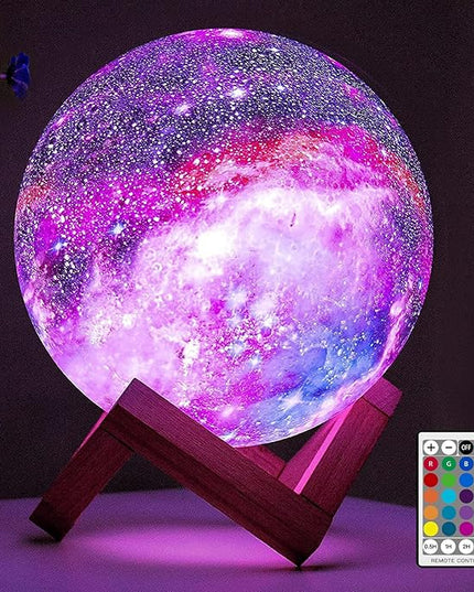 BRIGHTWORLD Moon Lamp Galaxy Lamp 5.9 inch 16 Colors LED 3D Moon Light, Remote & Touch Control Moon Night Light Christmas Gifts for Girls Boys Kids Women Birthday（Wooden Base）